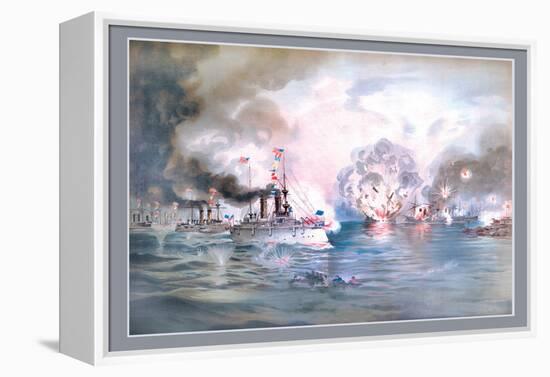 Naval Battle, Manila-Werner-Framed Stretched Canvas