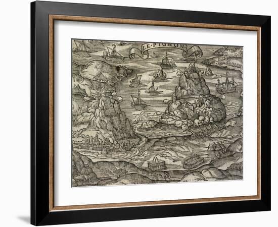 Naval Battle Near Le Pignon Island-Andre Thevet-Framed Giclee Print