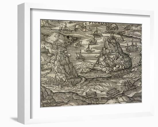 Naval Battle Near Le Pignon Island-Andre Thevet-Framed Giclee Print