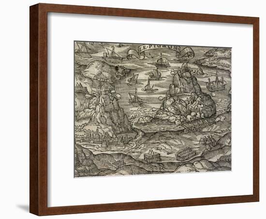 Naval Battle Near Le Pignon Island-Andre Thevet-Framed Giclee Print