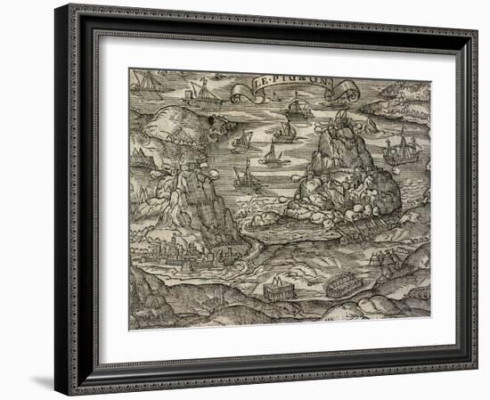 Naval Battle Near Le Pignon Island-Andre Thevet-Framed Giclee Print