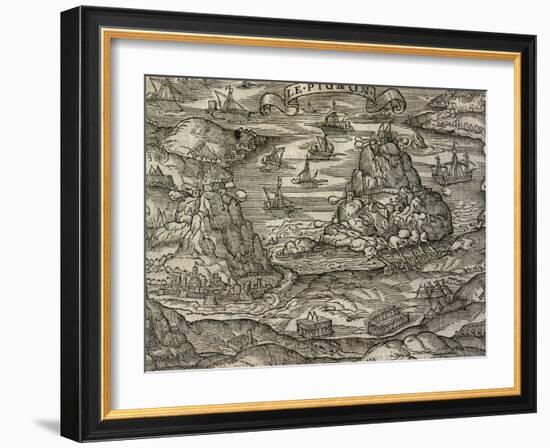 Naval Battle Near Le Pignon Island-Andre Thevet-Framed Giclee Print