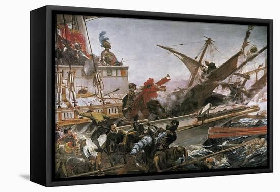 Naval Battle of Lepanto-Juan Luna Y Novicio-Framed Stretched Canvas