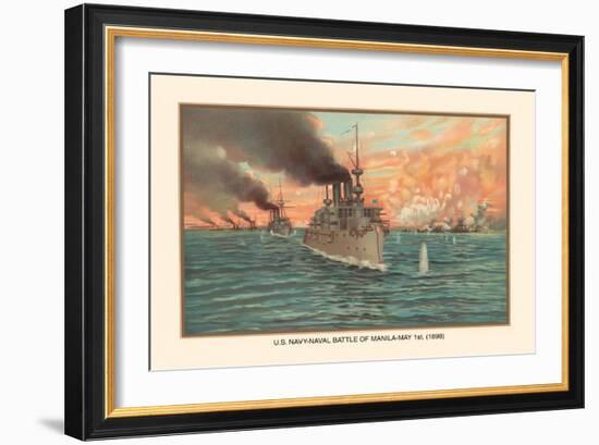 Naval Battle of Manil May 1st, 1898-Werner-Framed Art Print