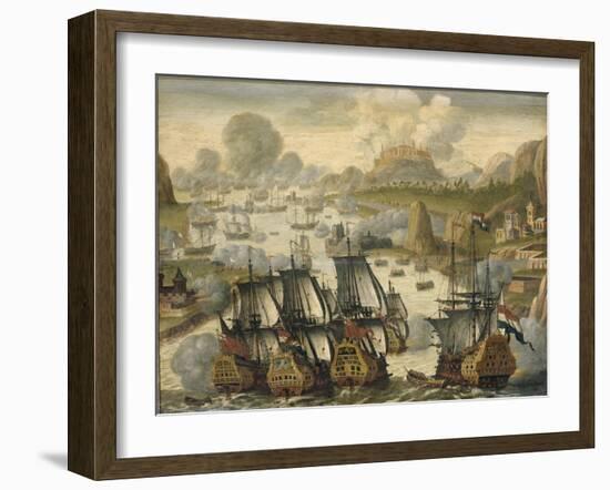 Naval Battle of Vigo Bay, 23 October 1702, from the War of the Spanish Succession, c.1705-Dutch School-Framed Giclee Print