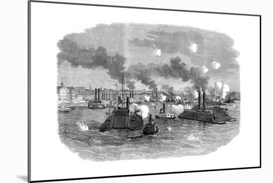 Naval Battle on the Mississippi, Memphis, Tennessee, American Civil War, July 1862-null-Mounted Giclee Print