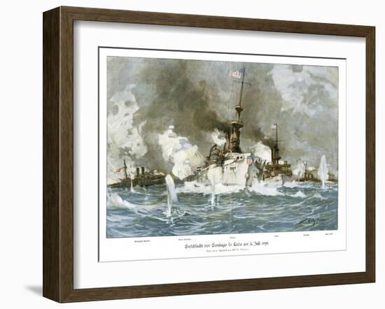 Naval Battle Santiago-Willy Stower-Framed Art Print