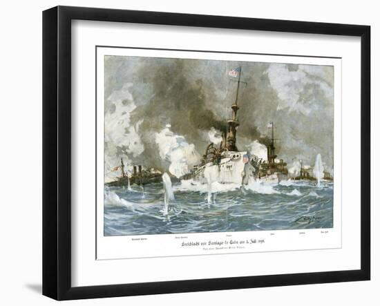 Naval Battle Santiago-Willy Stower-Framed Art Print