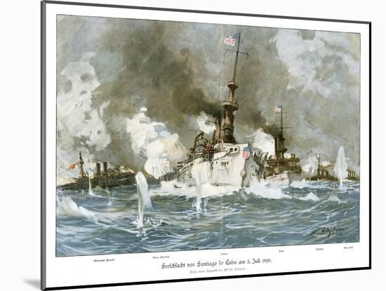 Naval Battle Santiago-Willy Stower-Mounted Art Print