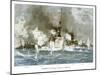 Naval Battle Santiago-Willy Stower-Mounted Art Print