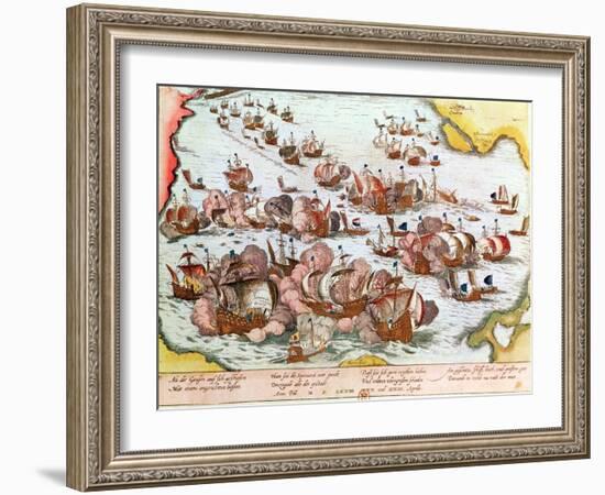 Naval Combat Between the Beggars of the Sea and the Spanish in 1573-Franz Hogenberg-Framed Giclee Print