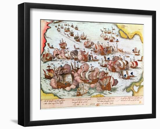 Naval Combat Between the Beggars of the Sea and the Spanish in 1573-Franz Hogenberg-Framed Giclee Print