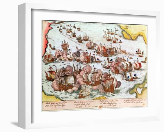 Naval Combat Between the Beggars of the Sea and the Spanish in 1573-Franz Hogenberg-Framed Giclee Print