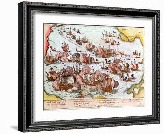 Naval Combat Between the Beggars of the Sea and the Spanish in 1573-Franz Hogenberg-Framed Giclee Print