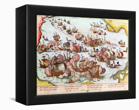 Naval Combat Between the Beggars of the Sea and the Spanish in 1573-Franz Hogenberg-Framed Premier Image Canvas