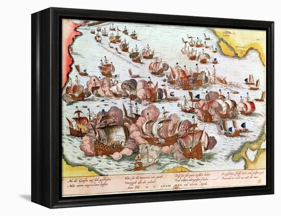 Naval Combat Between the Beggars of the Sea and the Spanish in 1573-Franz Hogenberg-Framed Premier Image Canvas