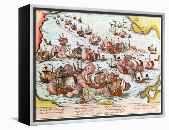 Naval Combat Between the Beggars of the Sea and the Spanish in 1573-Franz Hogenberg-Framed Premier Image Canvas