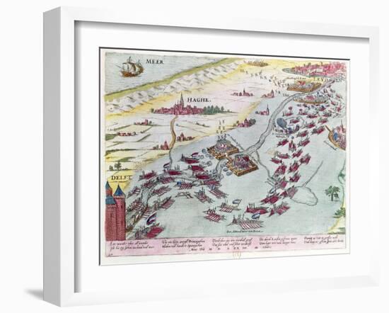 Naval Combat Off the Coast of the Hague Naval Between the Beggars of the Sea and Spanish in 1573-Franz Hogenberg-Framed Giclee Print