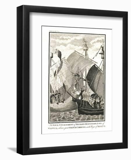 Naval Engagement Against Two Great French Carricks by Richard Beauchamp Earl of Warwick-null-Framed Giclee Print