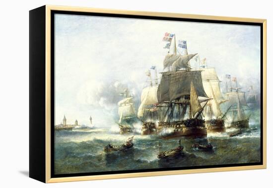 Naval Engagement-Francois Musin-Framed Premier Image Canvas