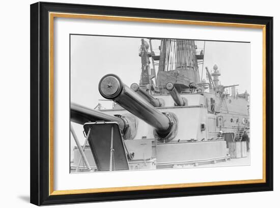 Naval Guns on the Battleship Michigan-null-Framed Art Print