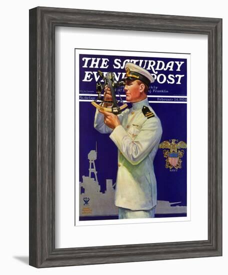 "Naval Officer," Saturday Evening Post Cover, February 24, 1934-Edgar Franklin Wittmack-Framed Giclee Print