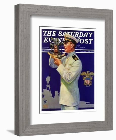 "Naval Officer," Saturday Evening Post Cover, February 24, 1934-Edgar Franklin Wittmack-Framed Giclee Print