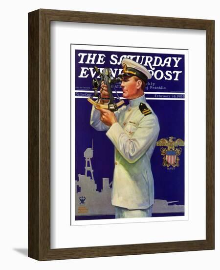 "Naval Officer," Saturday Evening Post Cover, February 24, 1934-Edgar Franklin Wittmack-Framed Giclee Print