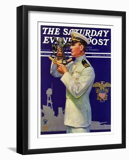 "Naval Officer," Saturday Evening Post Cover, February 24, 1934-Edgar Franklin Wittmack-Framed Giclee Print