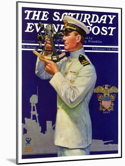 "Naval Officer," Saturday Evening Post Cover, February 24, 1934-Edgar Franklin Wittmack-Mounted Giclee Print