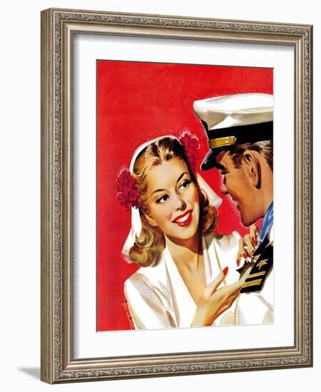 "Naval Officer & Woman," August 8, 1942-Jon Whitcomb-Framed Giclee Print