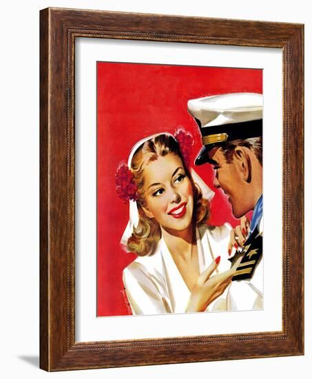 "Naval Officer & Woman," August 8, 1942-Jon Whitcomb-Framed Giclee Print