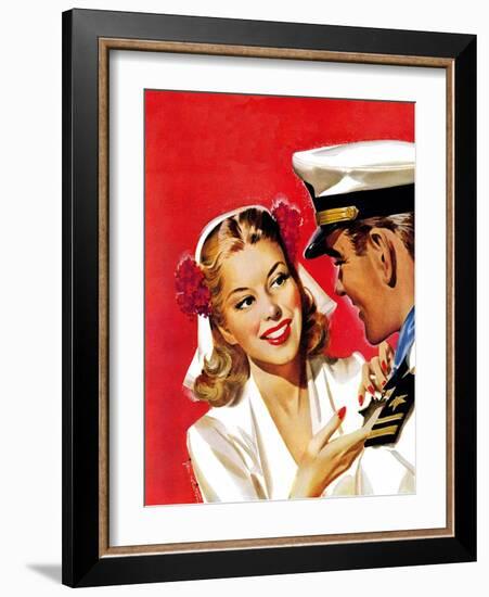 "Naval Officer & Woman," August 8, 1942-Jon Whitcomb-Framed Giclee Print