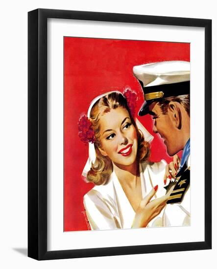 "Naval Officer & Woman," August 8, 1942-Jon Whitcomb-Framed Giclee Print