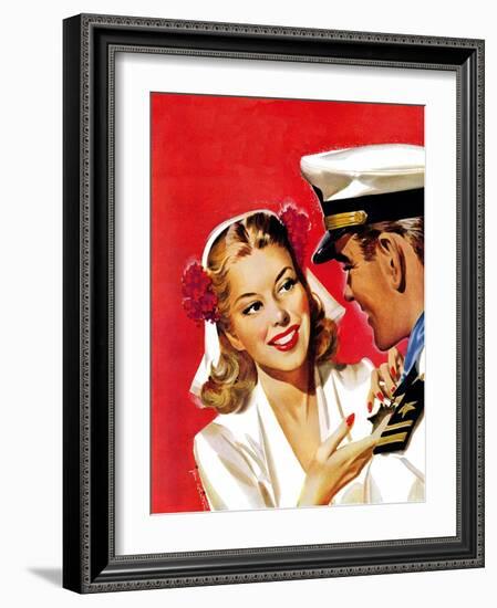 "Naval Officer & Woman," August 8, 1942-Jon Whitcomb-Framed Giclee Print