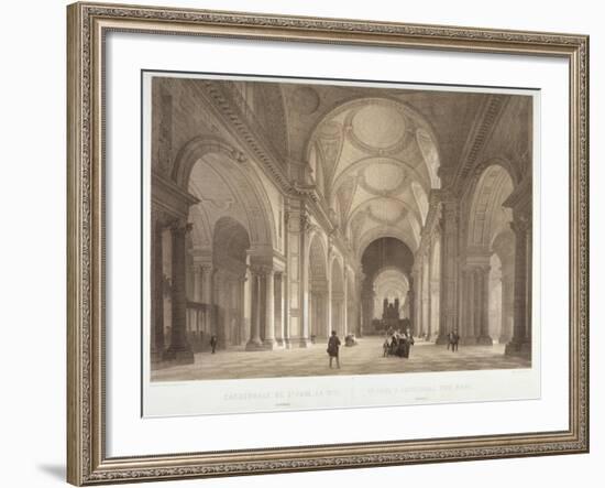 Nave of St Paul's Cathedral, Looking East Towards the Choir, City of London, 1850-Jules Louis Arnout-Framed Giclee Print