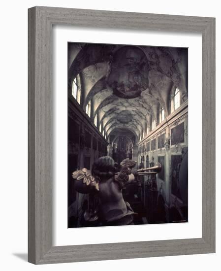 Nave of St. Peter's Church in Salzburg Where Mozart's " C Minor Mass" Was First Performed-Gjon Mili-Framed Photographic Print