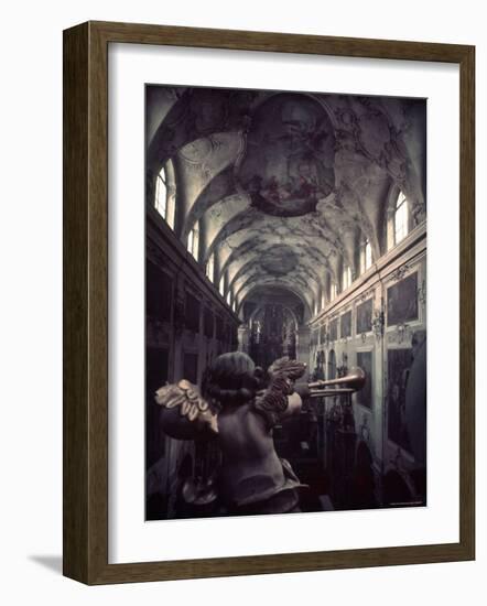 Nave of St. Peter's Church in Salzburg Where Mozart's " C Minor Mass" Was First Performed-Gjon Mili-Framed Photographic Print