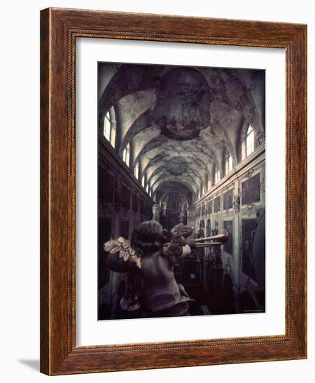 Nave of St. Peter's Church in Salzburg Where Mozart's " C Minor Mass" Was First Performed-Gjon Mili-Framed Photographic Print