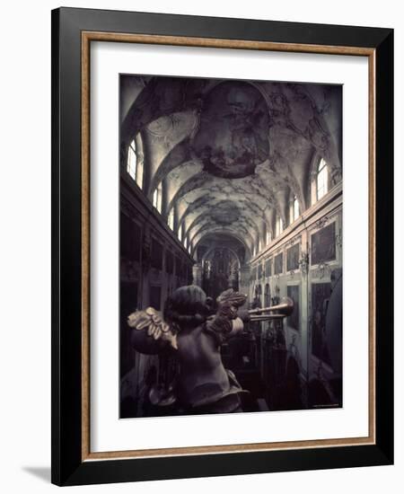 Nave of St. Peter's Church in Salzburg Where Mozart's " C Minor Mass" Was First Performed-Gjon Mili-Framed Photographic Print