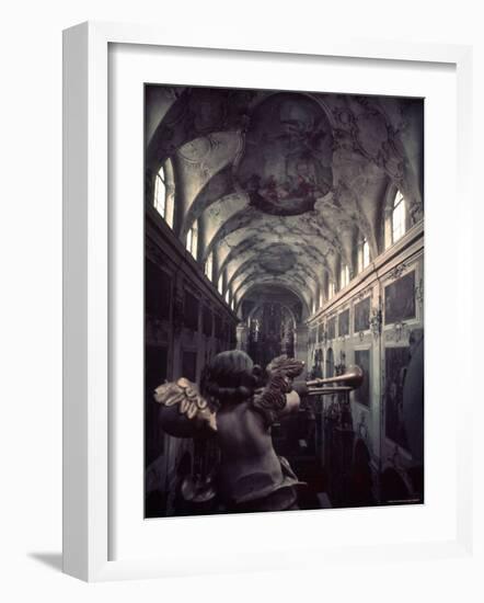 Nave of St. Peter's Church in Salzburg Where Mozart's " C Minor Mass" Was First Performed-Gjon Mili-Framed Photographic Print