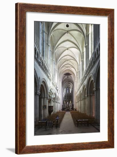 Nave of the Notre-Dame Cathedral, Bayeux, Normandy, France, Europe-Stuart Black-Framed Photographic Print