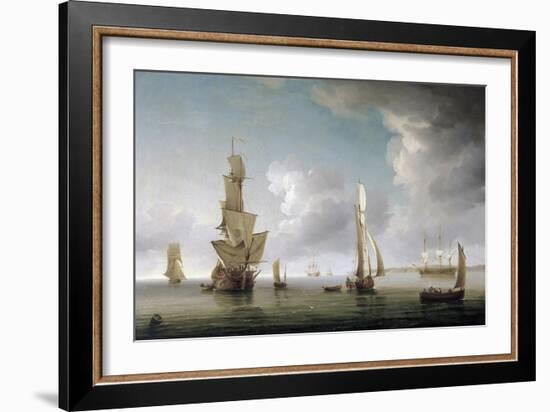 Navigation in the Thames Estuary (England), Great Variety of Boats and Description of the English C-Charles Brooking-Framed Giclee Print