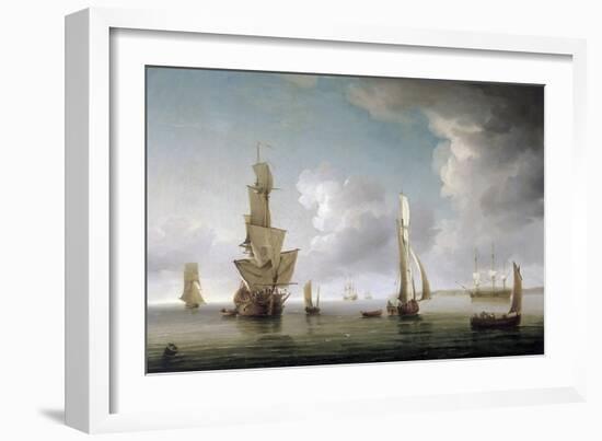 Navigation in the Thames Estuary (England), Great Variety of Boats and Description of the English C-Charles Brooking-Framed Giclee Print