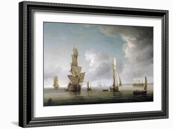 Navigation in the Thames Estuary (England), Great Variety of Boats and Description of the English C-Charles Brooking-Framed Giclee Print