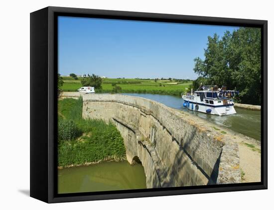 Navigation on Canal du Midi, Repudre Aqueduct, Paraza, Aude, Languedoc Roussillon, France-Tuul-Framed Premier Image Canvas