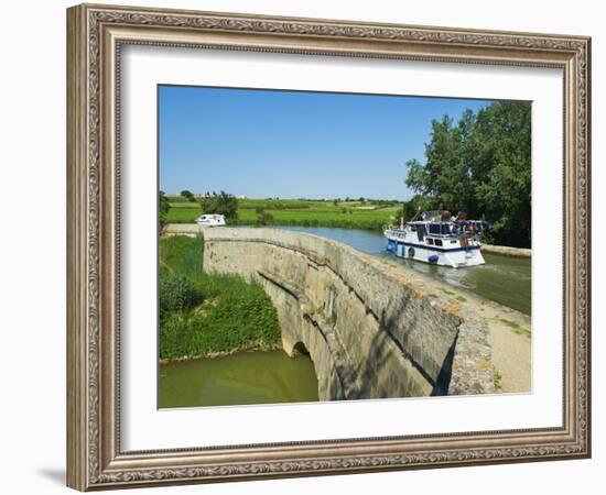 Navigation on Canal du Midi, Repudre Aqueduct, Paraza, Aude, Languedoc Roussillon, France-Tuul-Framed Photographic Print
