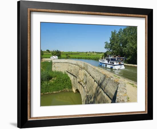 Navigation on Canal du Midi, Repudre Aqueduct, Paraza, Aude, Languedoc Roussillon, France-Tuul-Framed Photographic Print