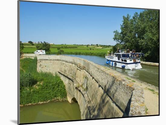 Navigation on Canal du Midi, Repudre Aqueduct, Paraza, Aude, Languedoc Roussillon, France-Tuul-Mounted Photographic Print