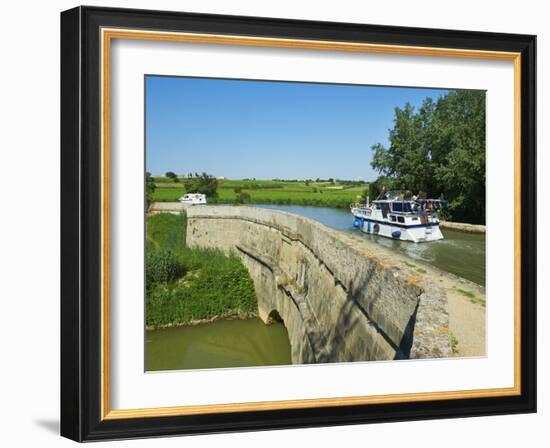 Navigation on Canal du Midi, Repudre Aqueduct, Paraza, Aude, Languedoc Roussillon, France-Tuul-Framed Photographic Print